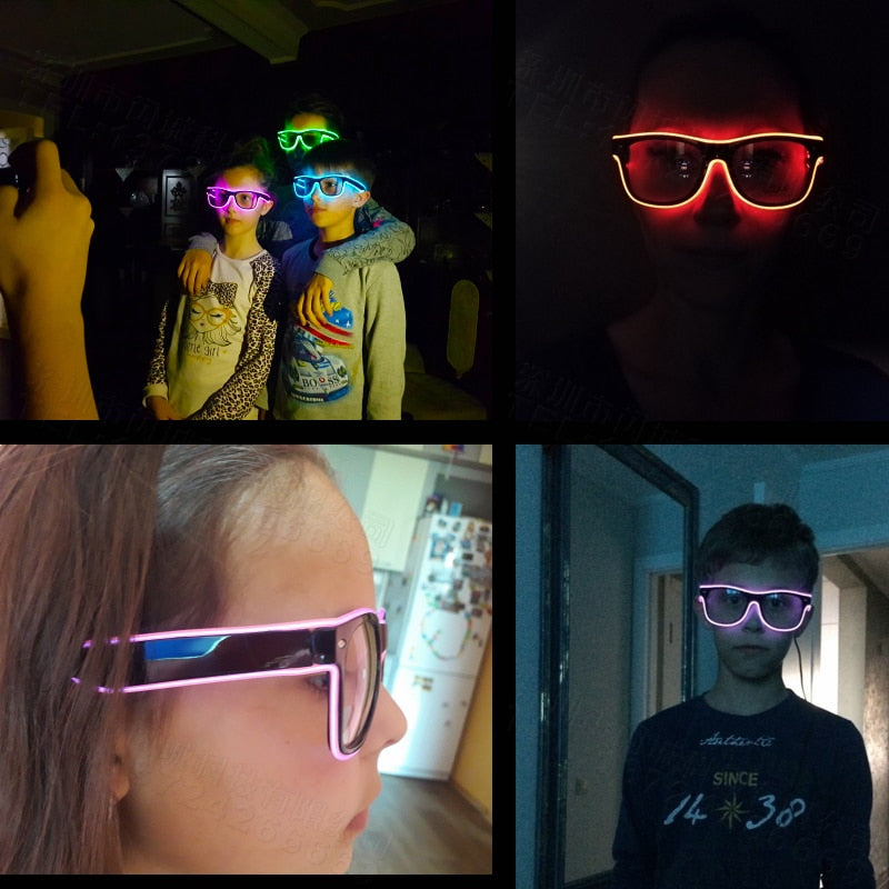 Gafas de sol con luz LED y control por voz, con cable EL, suministros para fiestas, iluminación brillante, regalo novedoso, para festivales y fiestas