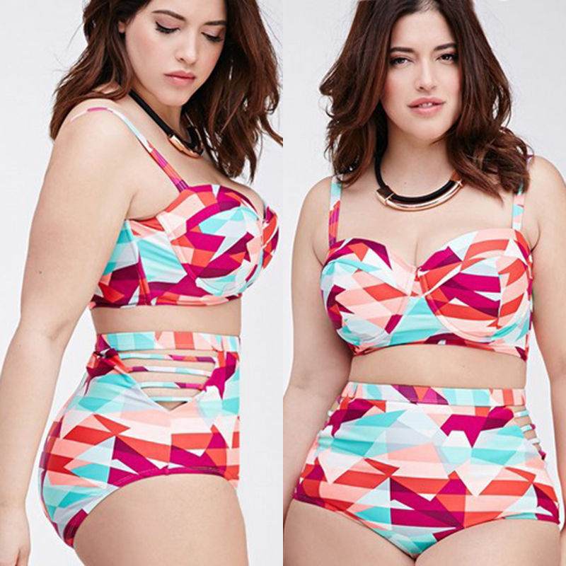 Traje de baño de talla grande Traje de baño de talla grande Traje de baño de talla grande 2017 Bikini de verano Traje de baño de cintura alta plavky retro Biquini