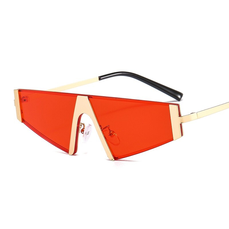 Gafas de sol triangulares de moda para mujer y hombre, lentes de PC con protección de color, marco de aleación de metal, gafas de sol elegantes de diseñador de marca de lujo 