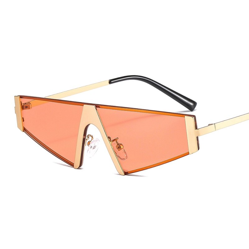 Gafas de sol triangulares de moda para mujer y hombre, lentes de PC con protección de color, marco de aleación de metal, gafas de sol elegantes de diseñador de marca de lujo 