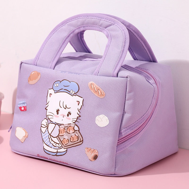 Cute Cartoon Lunch Box Bag Large Capacity Heat Preservation Handbag Convenient Bag Student Lunch Bag