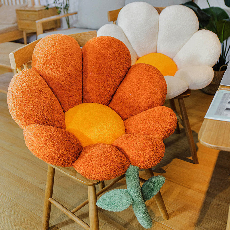 Ins Flower Cushion Office Long Sitting Waist Back Integrated Cute Seat Cushion Soft Seat Cushion Bottom Cushion Winter