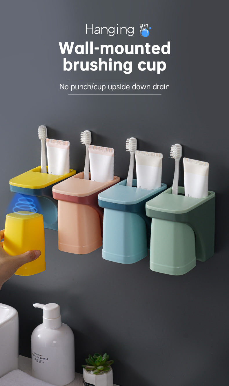 Portavasos magnético para cepillos de dientes con montaje en pared, taza antipolvo, escurridor, taza para hacer gárgaras, estante para almacenar pasta de dientes, juego familiar, productos para el baño