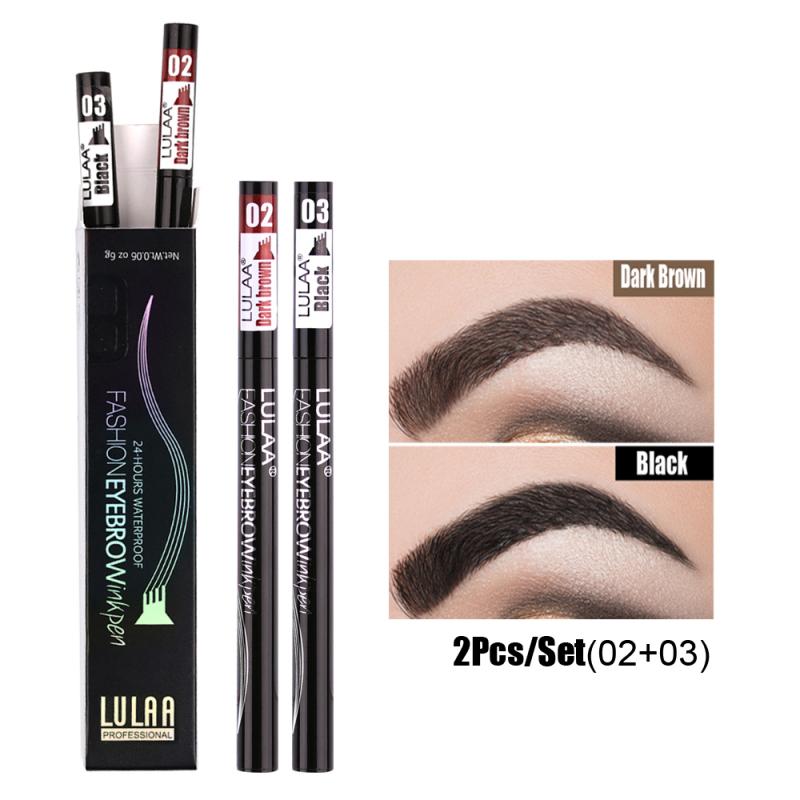 2 Or 1pcs Pro Microblading Eyebrow Tattoo Pen 4 Fork Tips Fine Sketch Liquid Eyebrow Pencil Waterproof Eyebrow Tint Makeup TSLM2