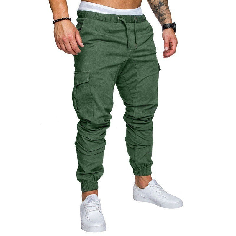 Pantalones de trabajo nuevos con múltiples bolsillos, pantalones casuales de tela tejida para hombre, leggings para hombre