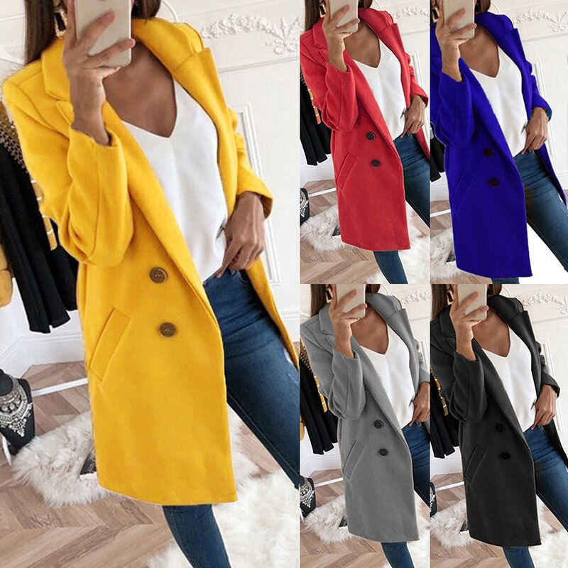 Abrigo de lana de talla grande para otoño e invierno, elegante chaqueta de mujer, abrigos de cachemira para mujer, abrigo de oficina de sección media larga color camello