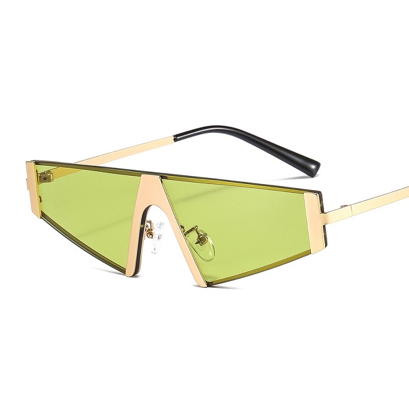 Gafas de sol triangulares de moda para mujer y hombre, lentes de PC con protección de color, marco de aleación de metal, gafas de sol elegantes de diseñador de marca de lujo 