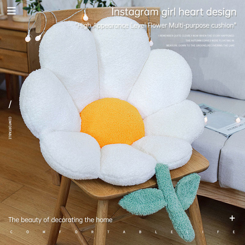 Ins Flower Cushion Office Long Sitting Waist Back Integrated Cute Seat Cushion Soft Seat Cushion Bottom Cushion Winter