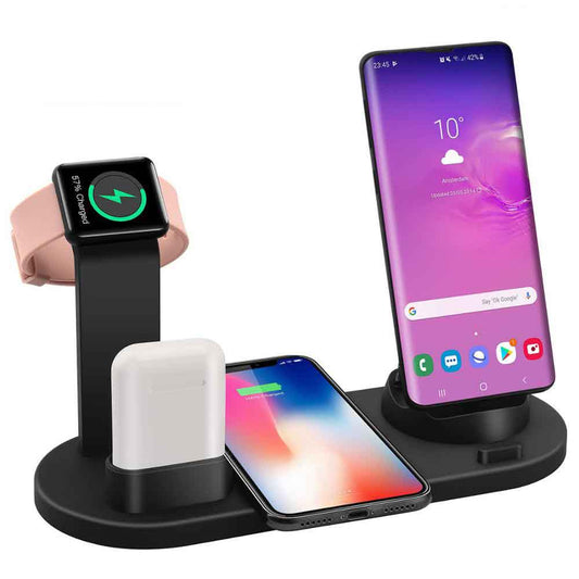 Estación de carga inalámbrica 4 en 1 para Apple Watch, iPhone X, XS, XR MAX, 11 Pro, 8 Airpods, soporte de carga rápida Qi de 10 W