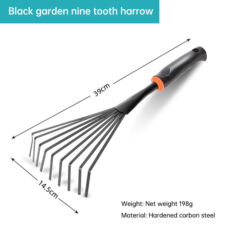 Garden Tools Black Plastic Handle Spray Plastic Two-headed Dual-use Hoe Five-tooth Rake Shovel Outdoor Flower Shovel