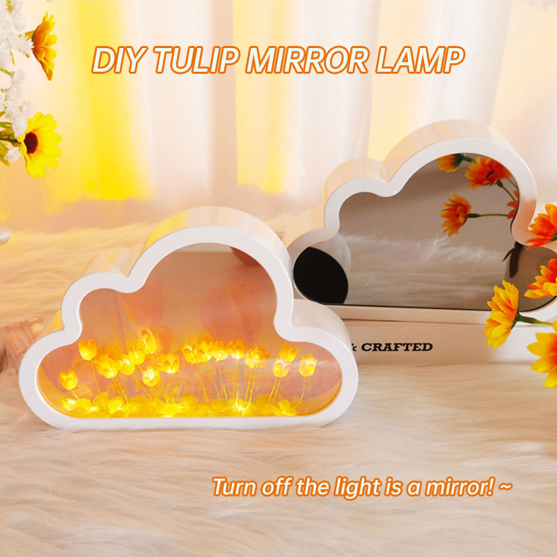 Tulip Cloud Night Light Desktop Decoration DIY Mirror Advanced Atmosphere Handmade DIY Finished Decoration