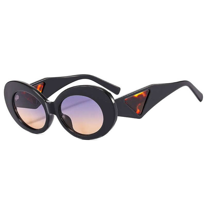 Gafas de sol retro ovaladas de color contrastante para mujer, gafas de sol de marca de moda con diseño de ojo de gato para hombre, gafas de sol con tonos degradados de tendencia UV400 