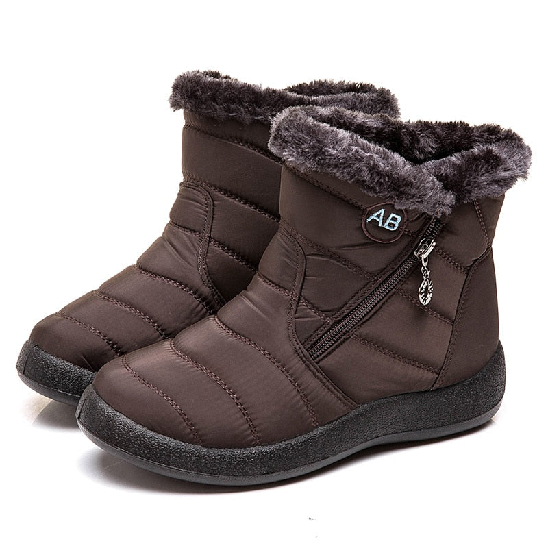 Botas de mujer, botas de nieve impermeables a la moda para invierno, zapatos de mujer, botas casuales ligeras hasta el tobillo, botas cálidas de invierno para mujer