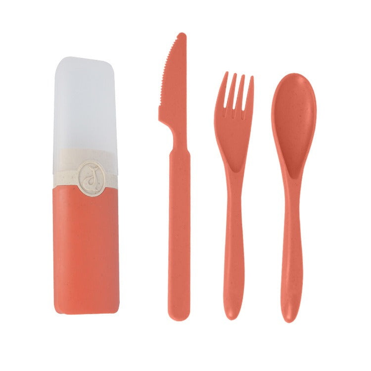 Wheat Straw Plastic Knife, Fork, Spoon Tableware Set, Minimalist Portable Tableware For Outdoor Student Cafeteria