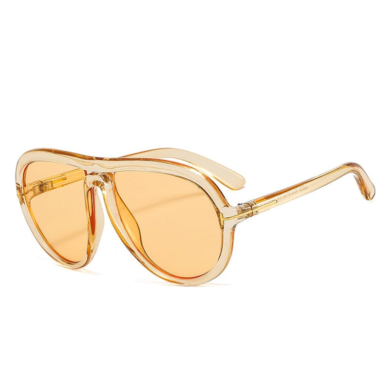 Gafas de sol estilo piloto retro de gran tamaño para mujer, de marca de diseñador a la moda, con degradado, UV400, ovaladas, para hombre 