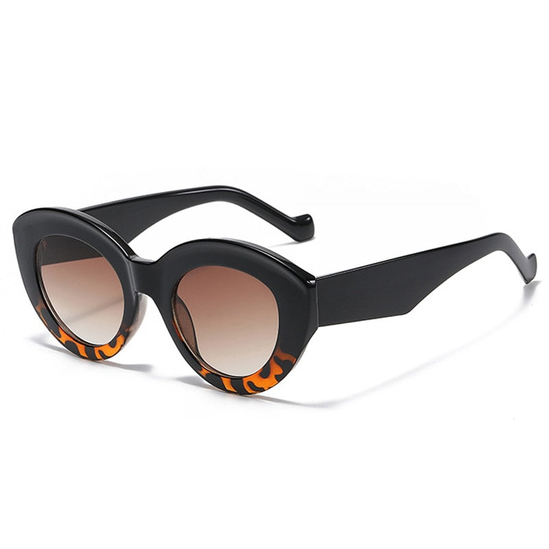 Gafas de sol de moda populares de gran tamaño con forma de ojo de gato para mujer, gafas de sol retro con diseño de leopardo y protección UV400 para hombre y mujer 