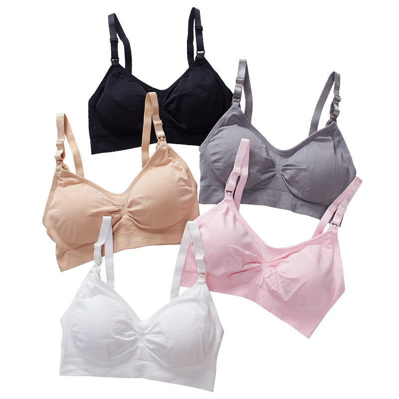 Pregnant Women Without Steel Ring Front Open Buckle Plus Size Seamless Breastfeeding Bra Adjustment Type Gathering Bra Underwear