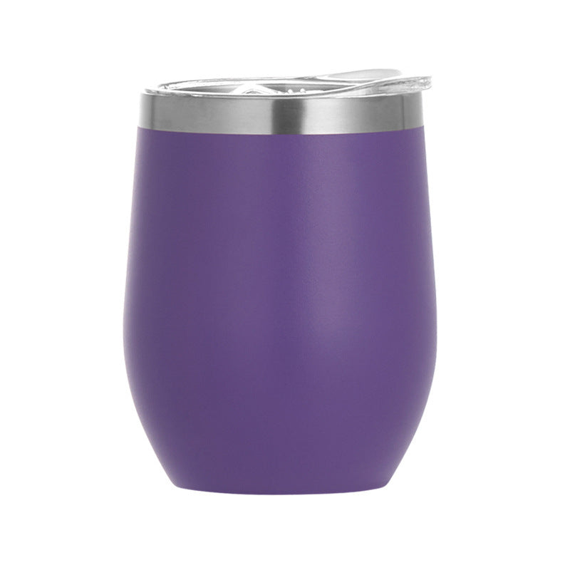 Vaso de cáscara de huevo de gran tamaño con forma de U creativa para vino tinto, vaso de acero inoxidable con aislamiento al vacío de doble capa de 12 oz