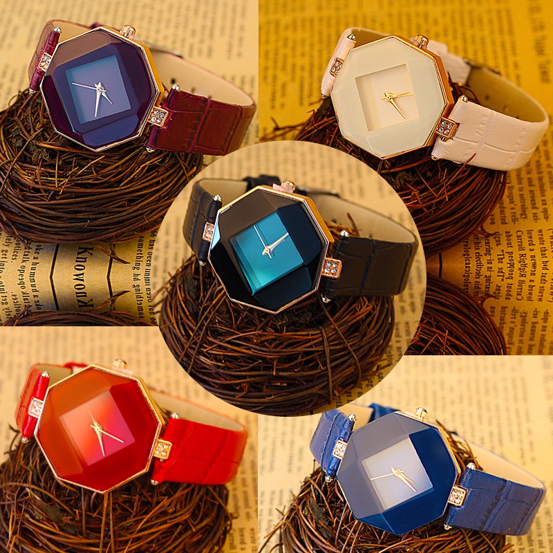 Relojes para mujer, reloj de pulsera de cuarzo con cristales geométricos y corte de gemas, reloj de vestir de moda, reloj de regalo para mujer, reloj femenino, 5 colores 