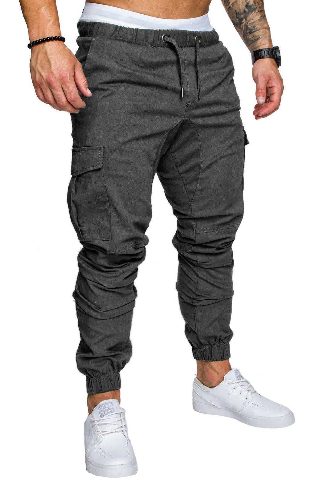 Pantalones de trabajo nuevos con múltiples bolsillos, pantalones casuales de tela tejida para hombre, leggings para hombre