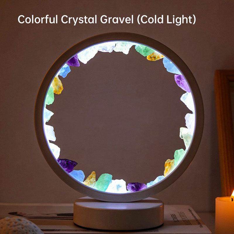 Natural Amethyst Flower Cluster Round Bedside Night Light Usb Bedroom Bedside Eye Protection Atmosphere Light Night Light