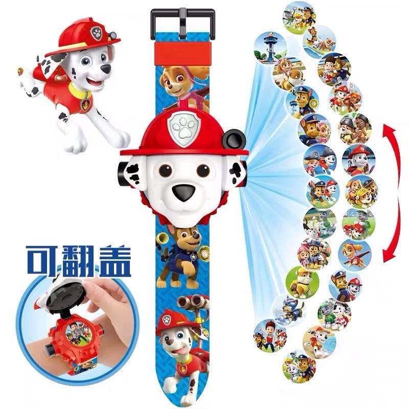 Figuras de acción de Paw Patrol Toys con proyección 3D, reloj digital, perro, cachorro, Patrulla Canina, modelo de juguete, Marshall Chase, juego de regalo para niños