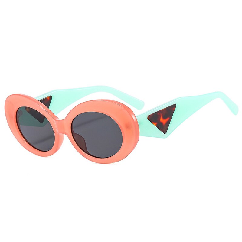 Gafas de sol retro ovaladas de color contrastante para mujer, gafas de sol de marca de moda con diseño de ojo de gato para hombre, gafas de sol con tonos degradados de tendencia UV400 