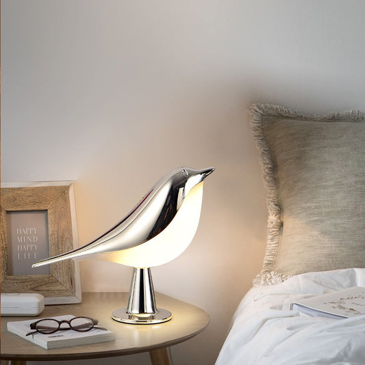 Lámpara de noche de 3 colores con interruptor táctil creativo, luces de noche de pájaro de madera, brillo atenuado, lámpara de lectura para mesa de dormitorio, decoración del hogar