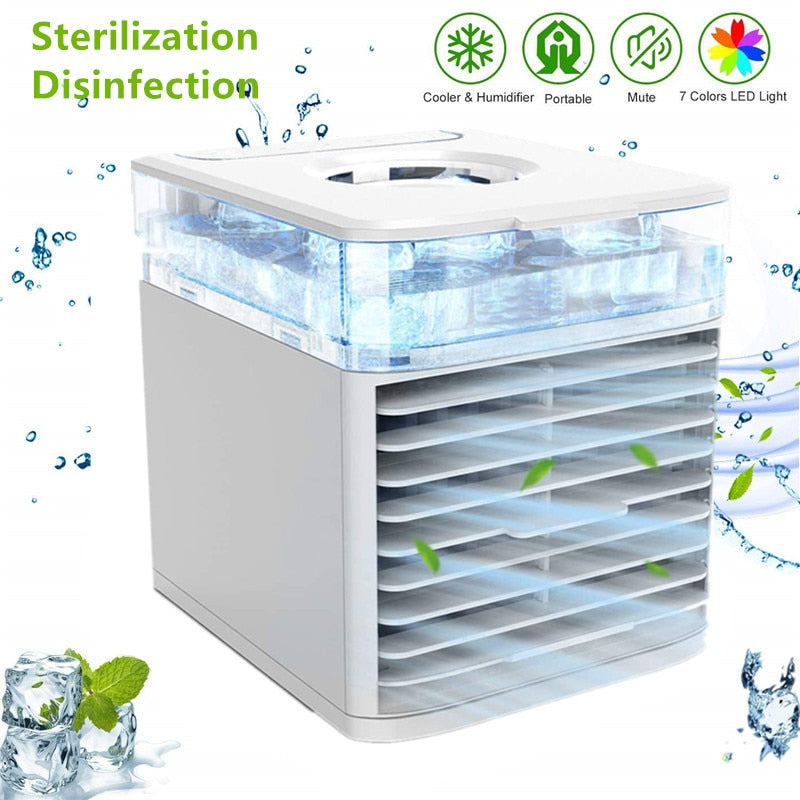 Mini Air Conditioner Air Cooler Fan 7 Colors Light USB Portable Air Cooling Fan Conditioner Sterilization Air Cooler Fan