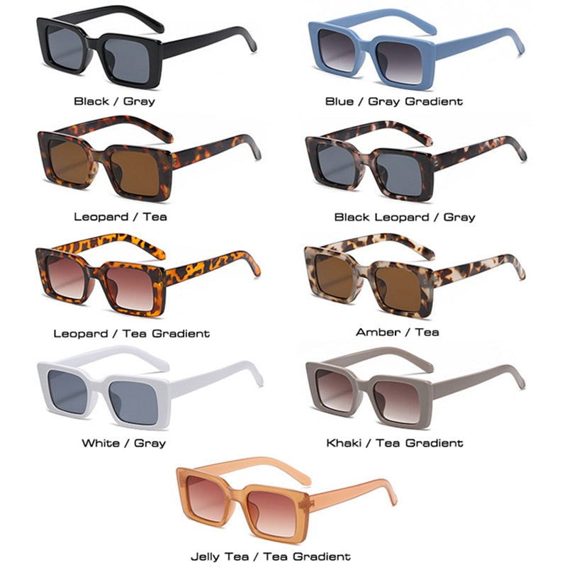 Gafas de sol rectangulares pequeñas de moda populares para mujer, gafas de sol retro con diseño de leopardo y UV400, gafas de sol cuadradas de tendencia para hombre 