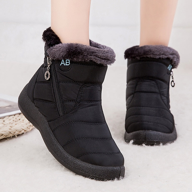 Botas de mujer, botas de nieve impermeables a la moda para invierno, zapatos de mujer, botas casuales ligeras hasta el tobillo, botas cálidas de invierno para mujer