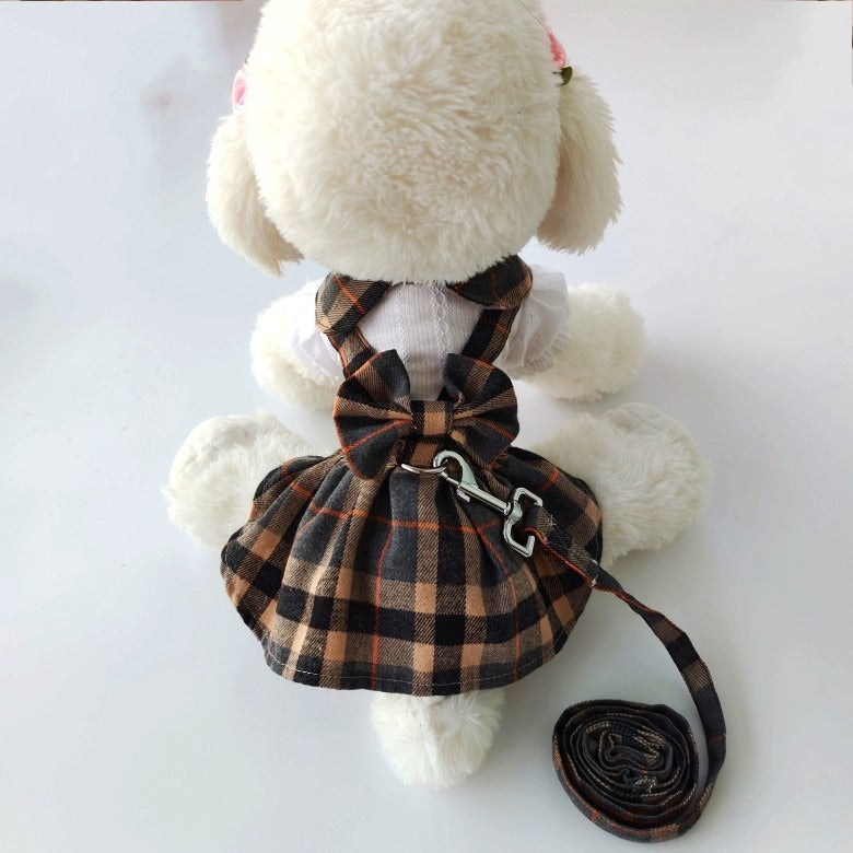 Towing Rope, Going Out, Dog Clothing, Pet Clothing, Dress, Teddy Bear, Pommy, Vip Cat Dress, Spring and Summer