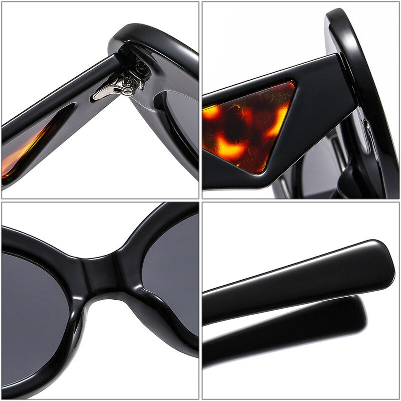 Retro Oval Contrast Color Sunglasses Women Fashion Brand Designer Cat Eye Men Trending Gradient Shades UV400 Sun Glasses