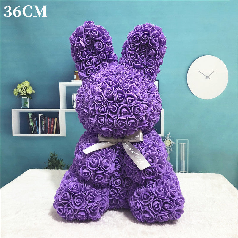 Imitation Immortal Flower foam Rose Rabbit Embracing Doll Birthday Gift Valentine's Day Gift