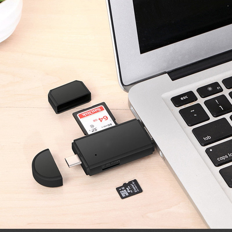 Lector de tarjetas OTG tipo C, micro USB y USB 3 en 1, USB 2.0 de alta velocidad, OTG universal, TF/SD para cabezales de extensión de computadora Android