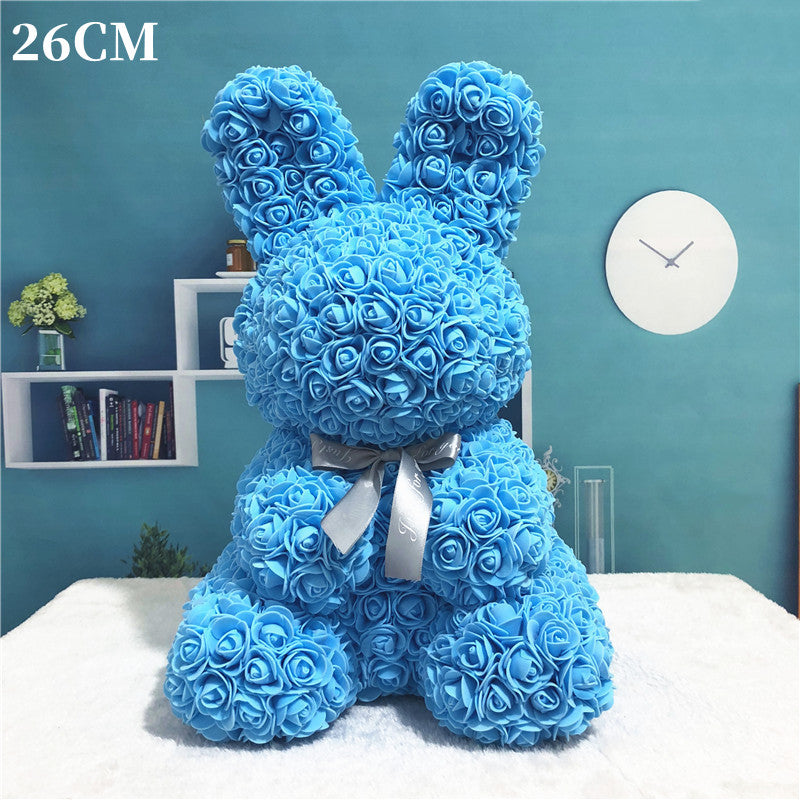 Imitation Immortal Flower foam Rose Rabbit Embracing Doll Birthday Gift Valentine's Day Gift