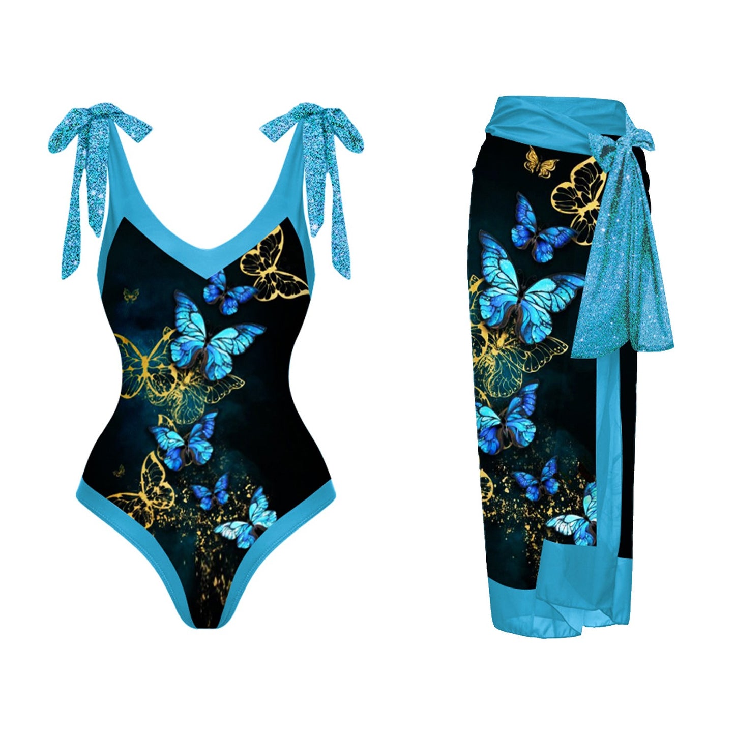 New Sexy One Piece Swimwear Women's European and American Bikini Lace up Swimwear Set Mesh Long Dress