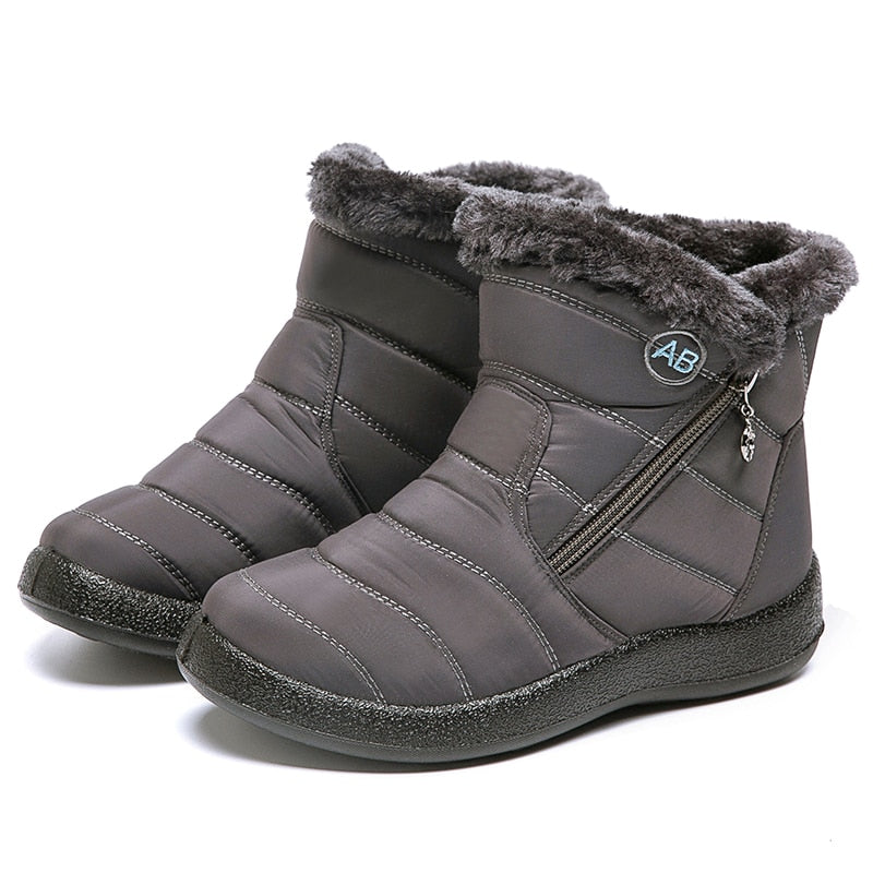 Botas de mujer, botas de nieve impermeables a la moda para invierno, zapatos de mujer, botas casuales ligeras hasta el tobillo, botas cálidas de invierno para mujer