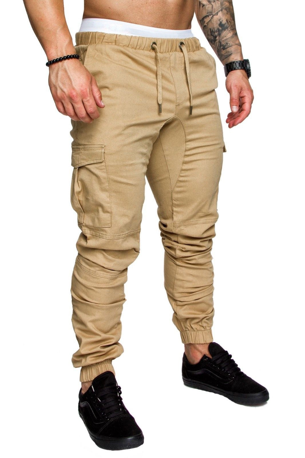 Pantalones de trabajo nuevos con múltiples bolsillos, pantalones casuales de tela tejida para hombre, leggings para hombre