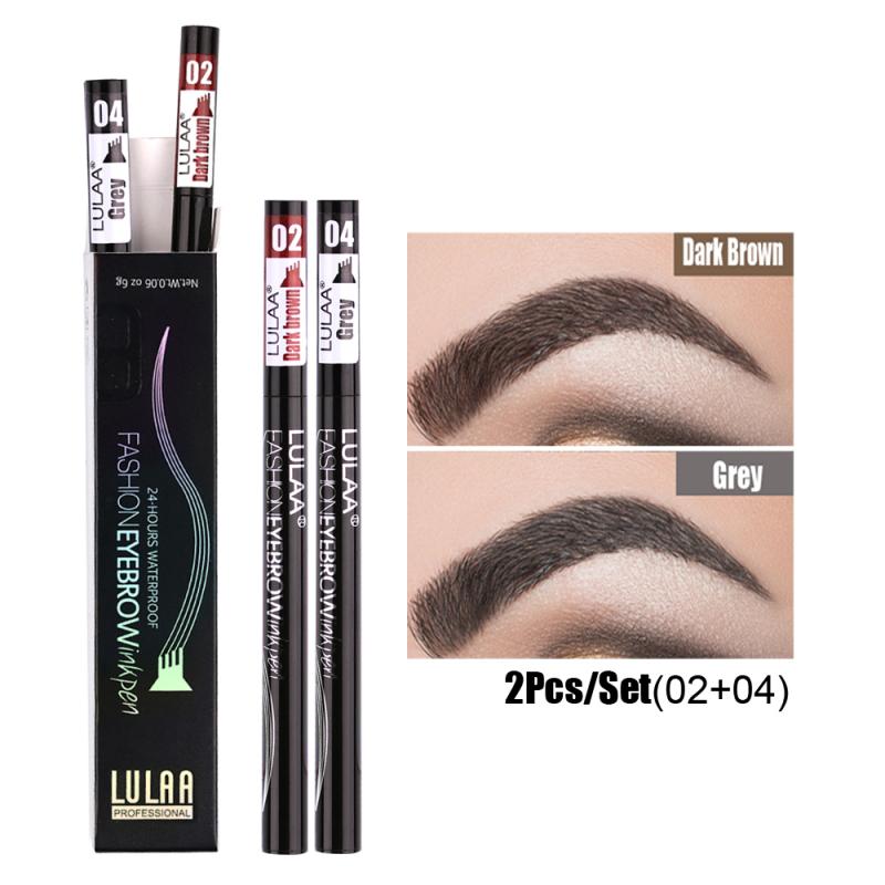 2 Or 1pcs Pro Microblading Eyebrow Tattoo Pen 4 Fork Tips Fine Sketch Liquid Eyebrow Pencil Waterproof Eyebrow Tint Makeup TSLM2