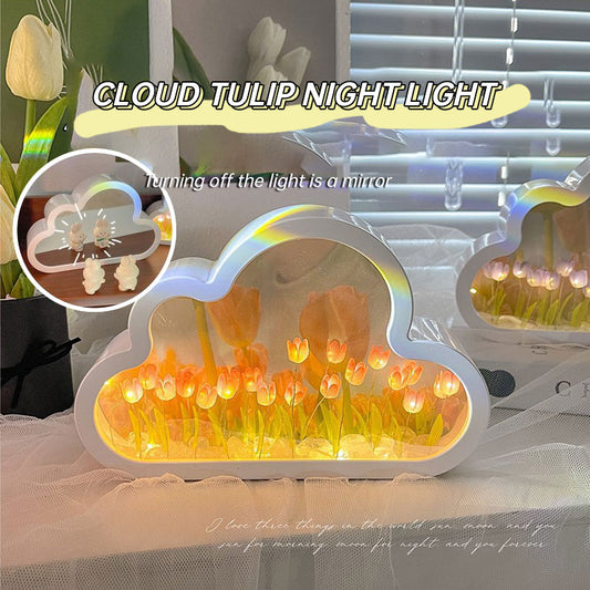 Tulip Cloud Night Light Desktop Decoration DIY Mirror Advanced Atmosphere Handmade DIY Finished Decoration