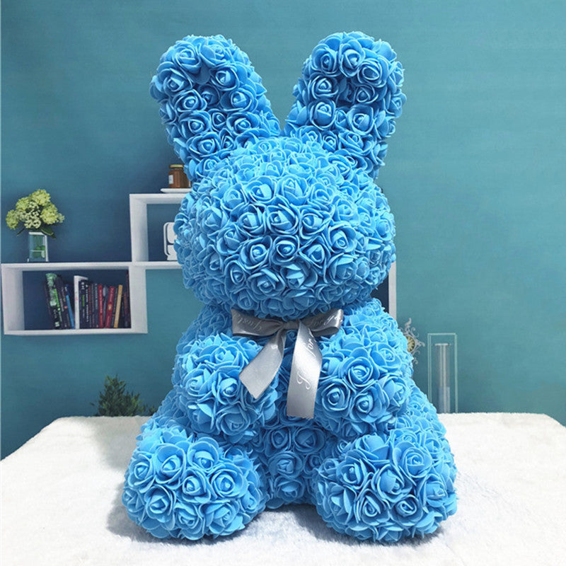 Imitation Immortal Flower foam Rose Rabbit Embracing Doll Birthday Gift Valentine's Day Gift