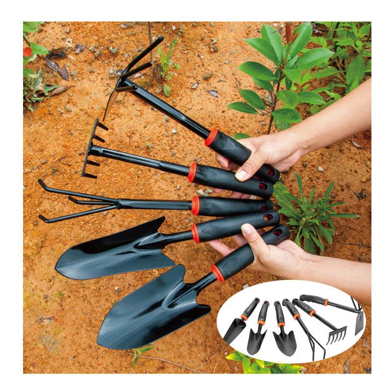 Garden Tools Black Plastic Handle Spray Plastic Two-headed Dual-use Hoe Five-tooth Rake Shovel Outdoor Flower Shovel