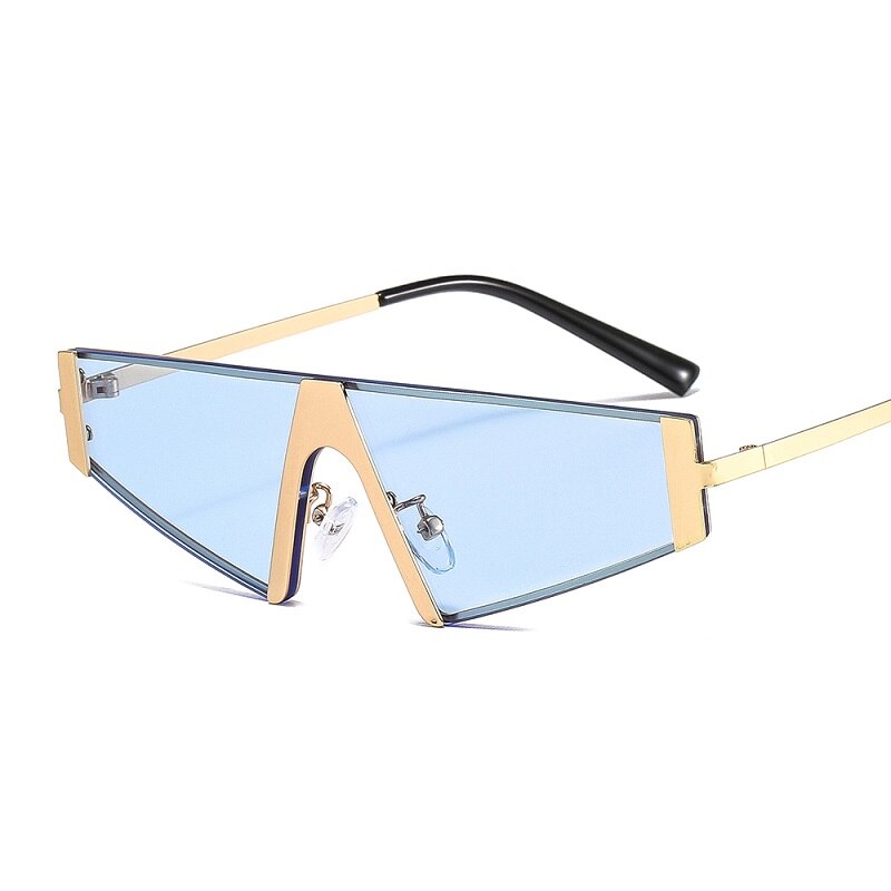 Gafas de sol triangulares de moda para mujer y hombre, lentes de PC con protección de color, marco de aleación de metal, gafas de sol elegantes de diseñador de marca de lujo 