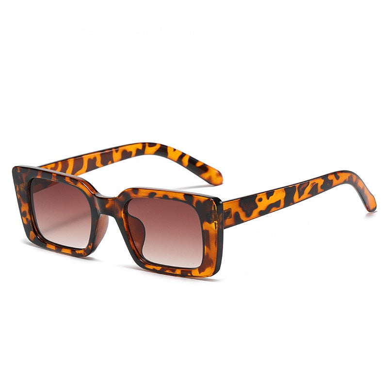 Gafas de sol rectangulares pequeñas de moda populares para mujer, gafas de sol retro con diseño de leopardo y UV400, gafas de sol cuadradas de tendencia para hombre 