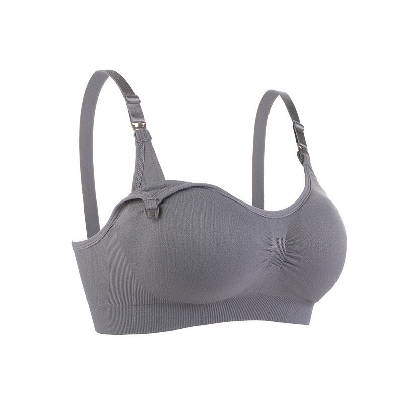 Pregnant Women Without Steel Ring Front Open Buckle Plus Size Seamless Breastfeeding Bra Adjustment Type Gathering Bra Underwear