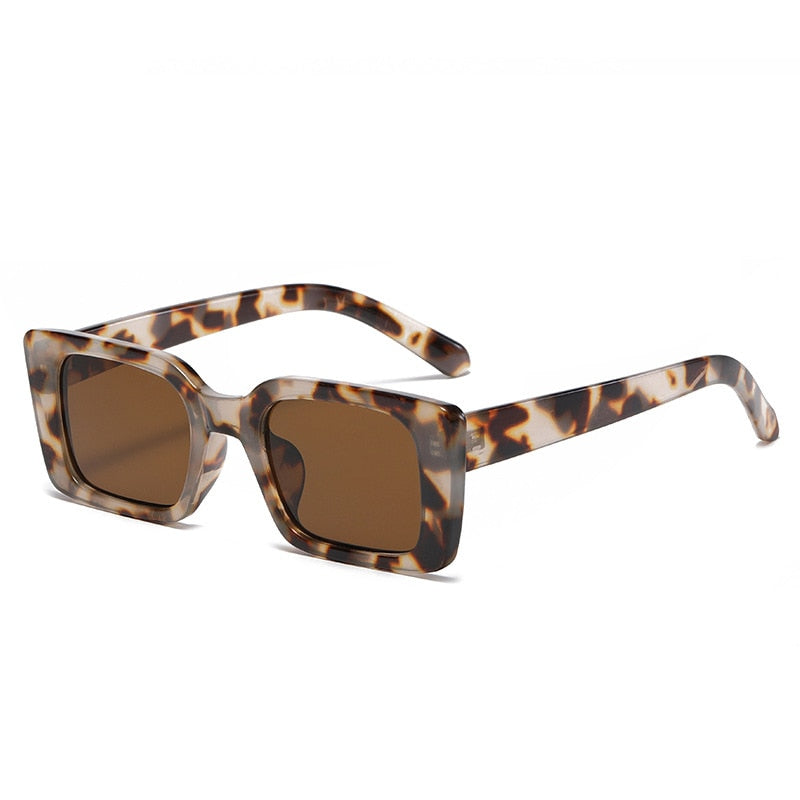 Gafas de sol rectangulares pequeñas de moda populares para mujer, gafas de sol retro con diseño de leopardo y UV400, gafas de sol cuadradas de tendencia para hombre 