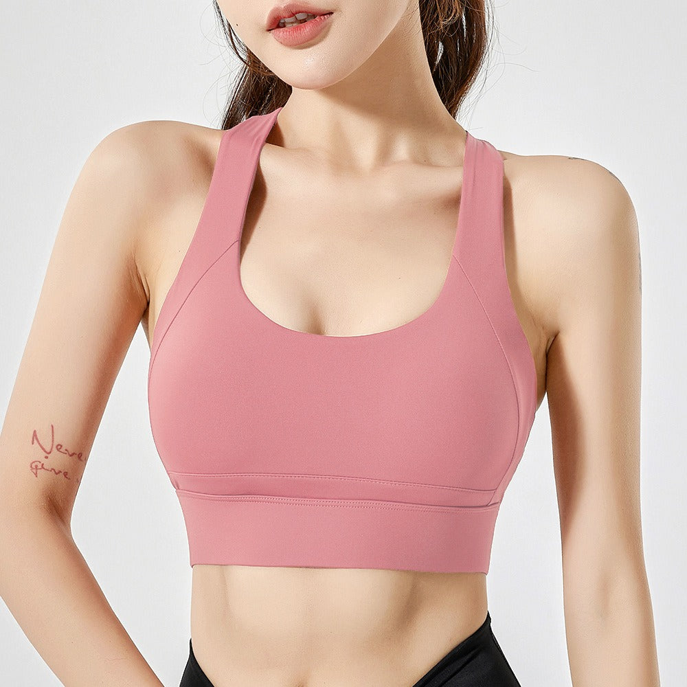 Integrated Fixed Cup Sports Bra, Shockproof Womens High Strength Running Fitness Bra, Wearing A Beautiful Back Yoga Vest