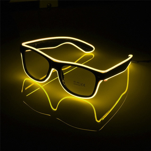 Gafas de sol con luz LED y control por voz, con cable EL, suministros para fiestas, iluminación brillante, regalo novedoso, para festivales y fiestas