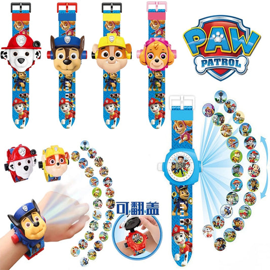 Figuras de acción de Paw Patrol Toys con proyección 3D, reloj digital, perro, cachorro, Patrulla Canina, modelo de juguete, Marshall Chase, juego de regalo para niños